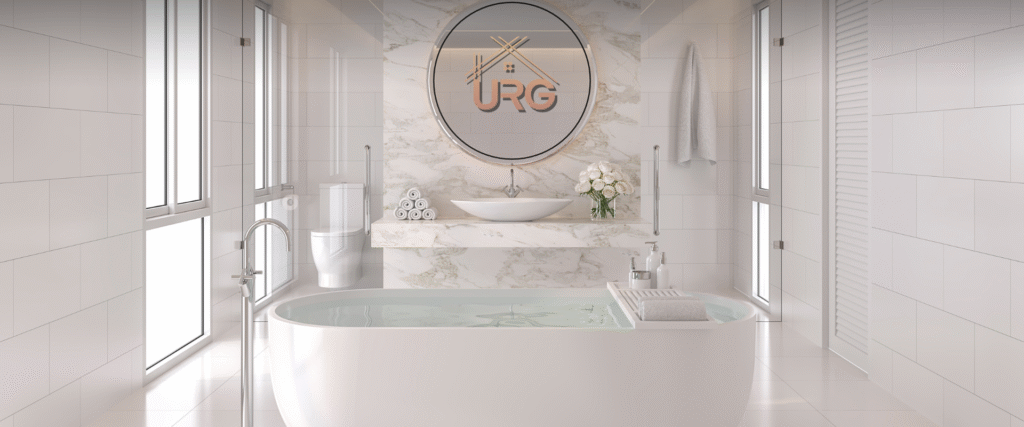 Modern bathroom renovation in Sydney with floating vanity and natural lighting
