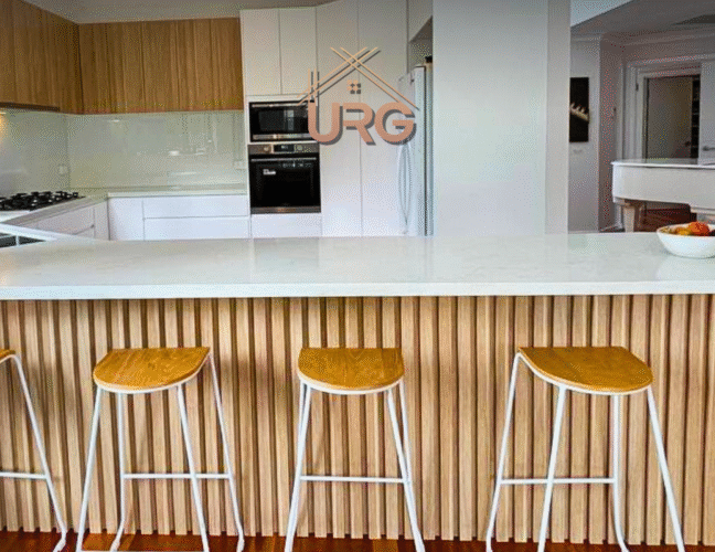Modern kitchen layout plan during home renovation project