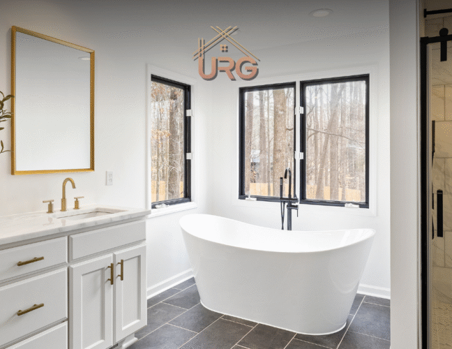 Modern affordable bathroom renovation in Sydney with white tiles and matte black tap ware