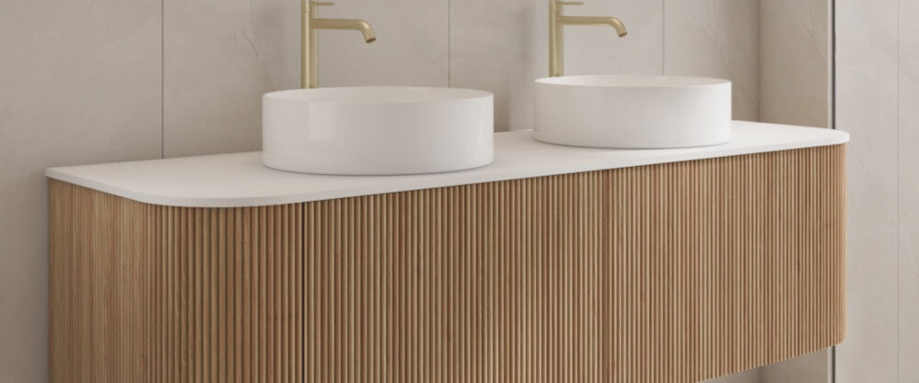Double basin vanity in modern Sydney bathroom